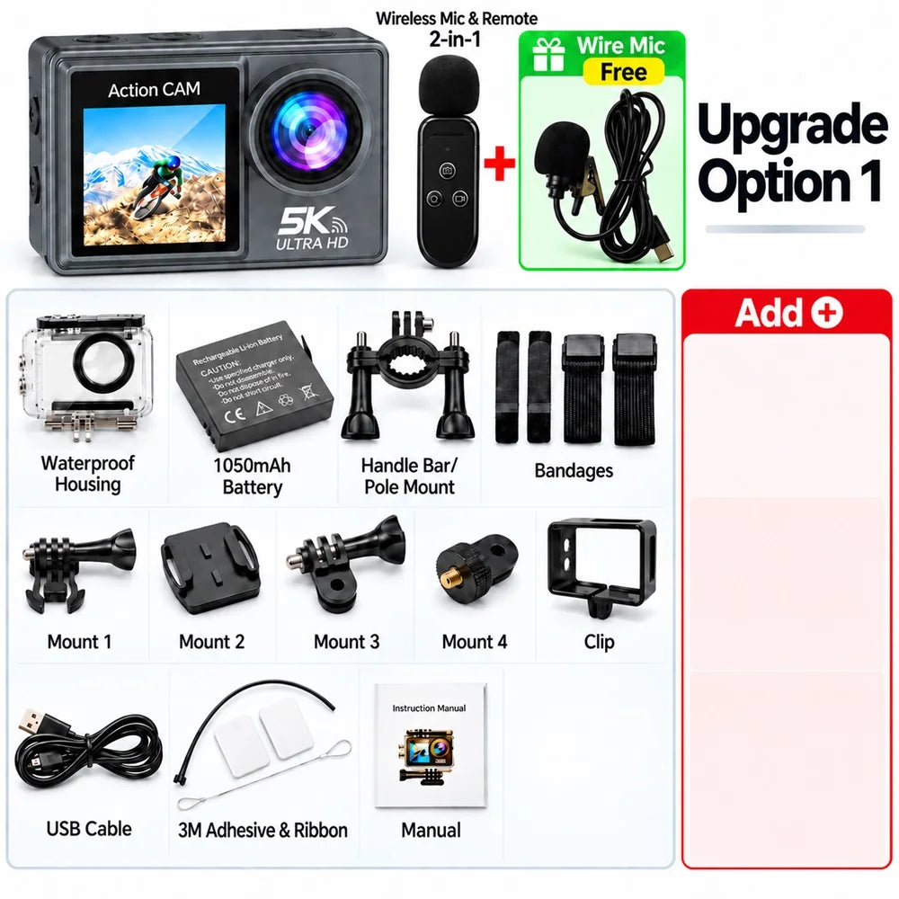 TrailCam 5K Action Camera | Dual Screen Waterproof Sports Camera