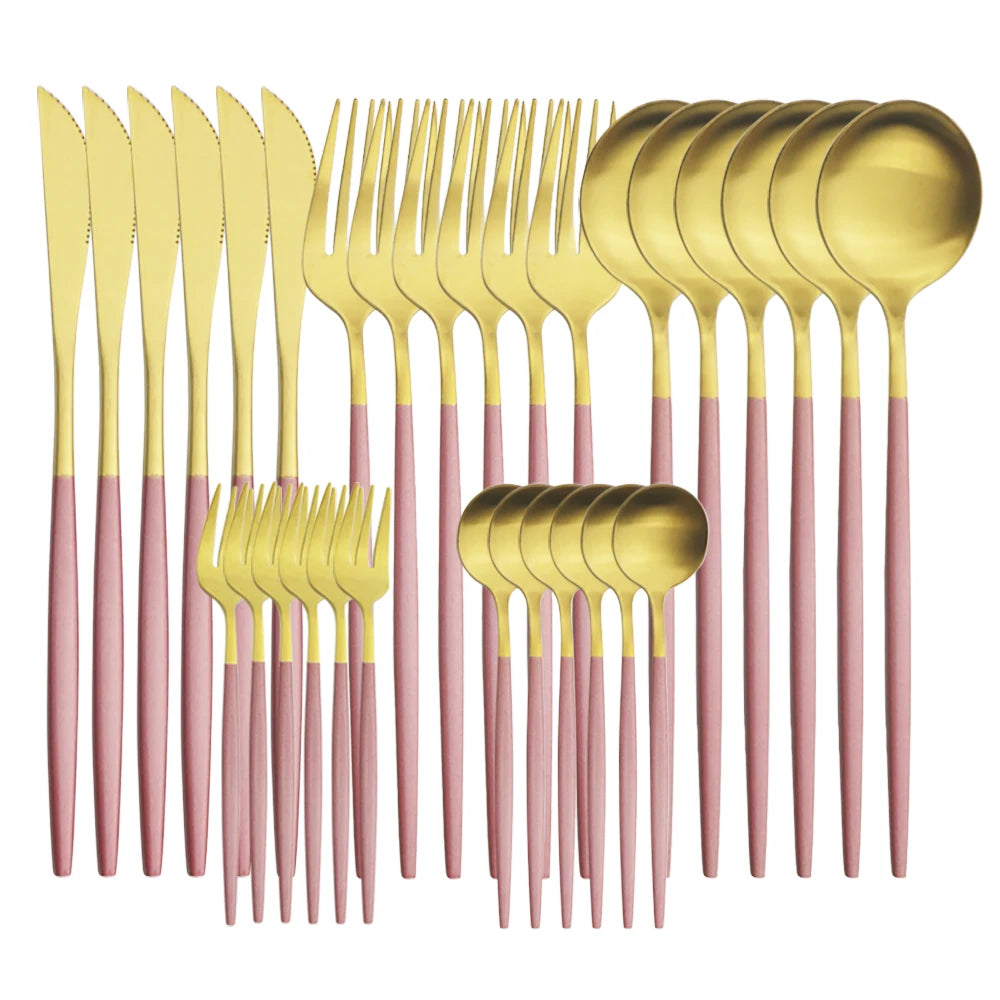 Luxe Matte Cutlery Set | 30-Piece Stainless Steel Flatware for Six