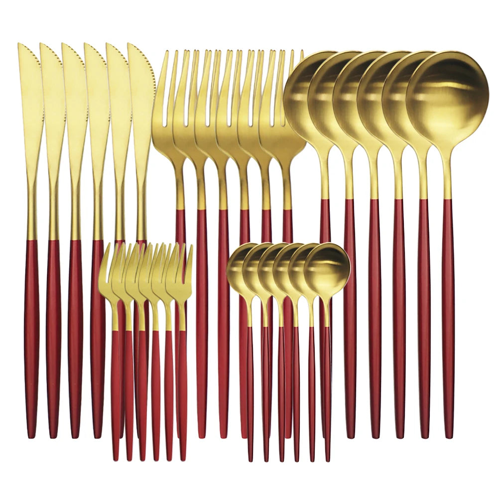 Luxe Matte Cutlery Set | 30-Piece Stainless Steel Flatware for Six