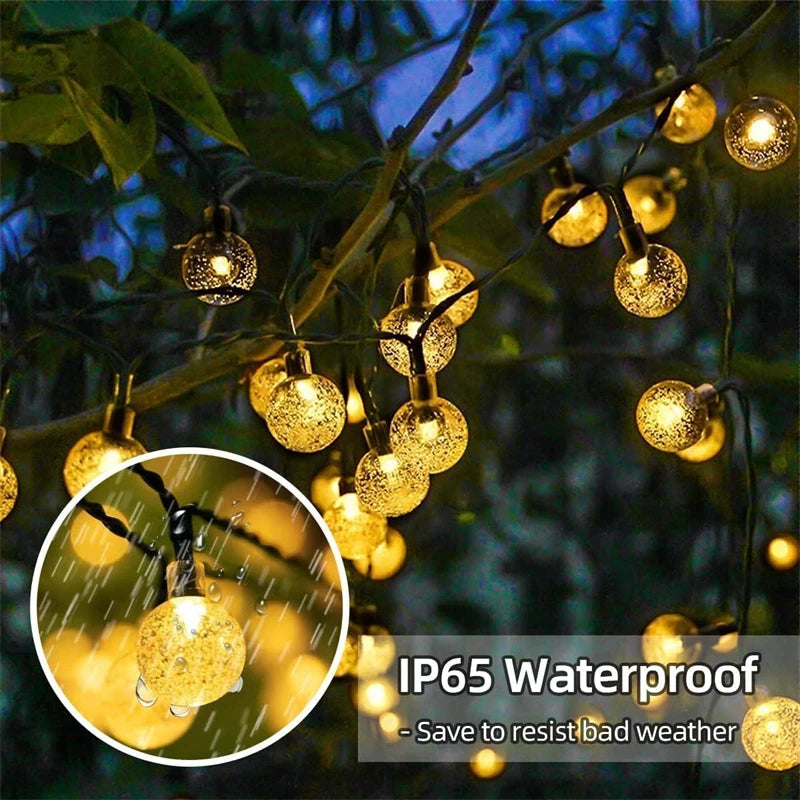 DewDrop Solar Lights | Crystal Globe String Lights, 8 Modes