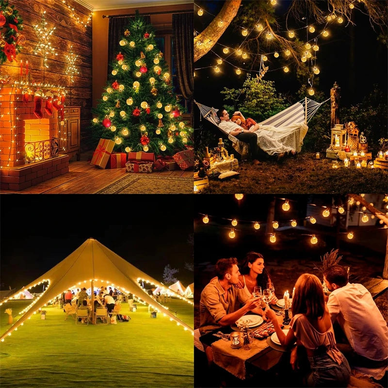DewDrop Solar Lights | Crystal Globe String Lights, 8 Modes