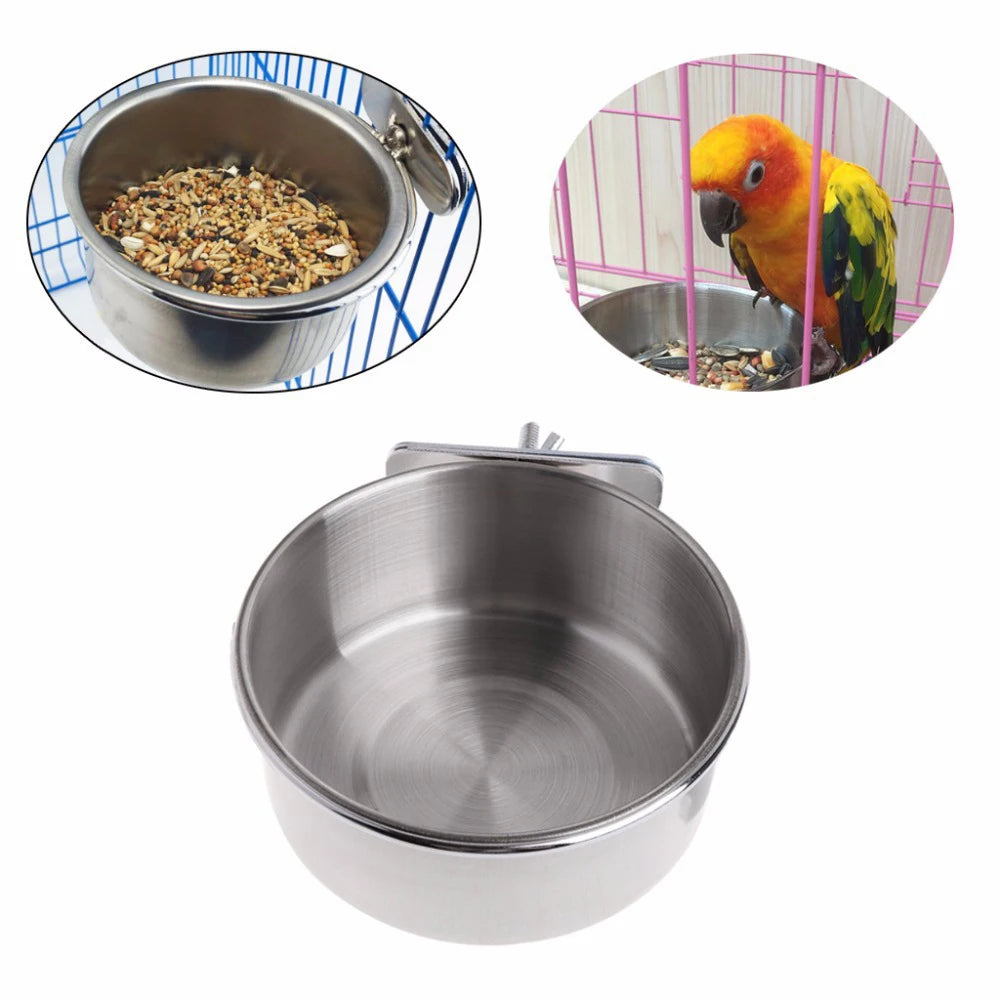 Perch Steel Bird Feeding Cups | Clamp-On Cage Bowls