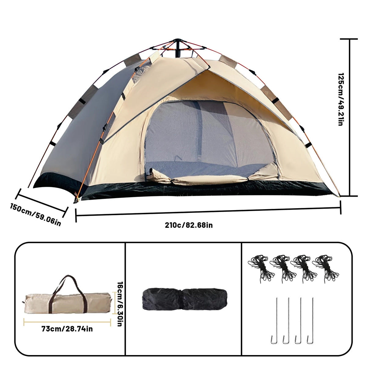 EasyCamp Instant Family Tent | Waterproof Pop-Up Tent for 3-4 People