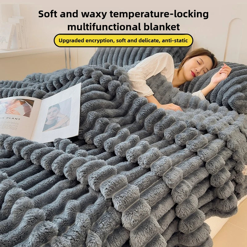 Cove Striped Flannel Throw | Plush Sofa & Bed Blanket