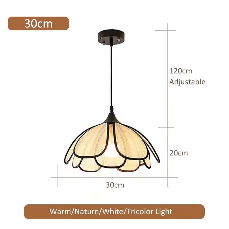 Blossom Rattan Petal Pendant | Woven Flower Shade Ceiling Light