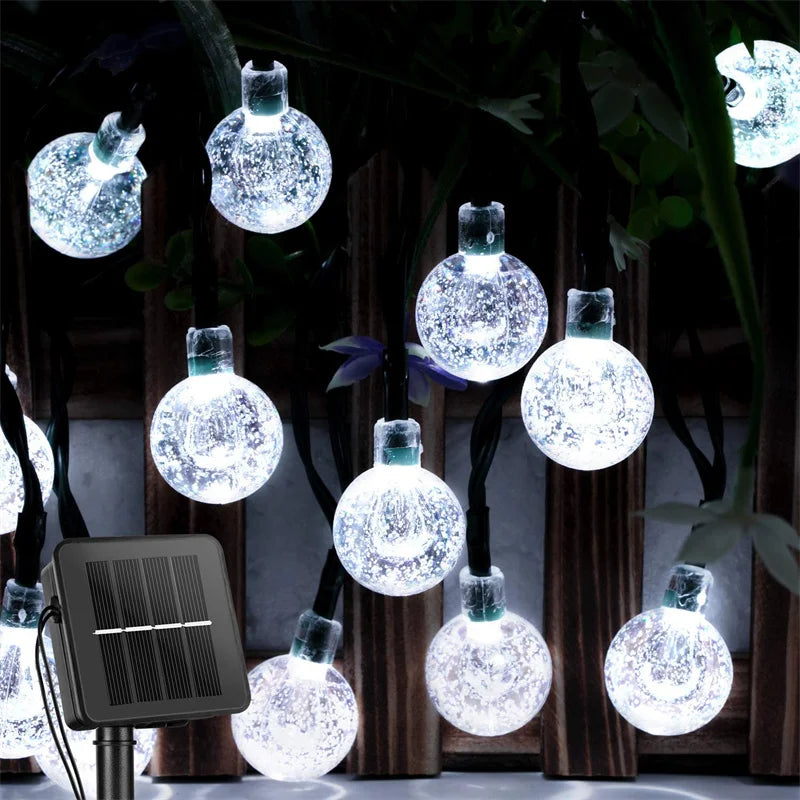 DewDrop Solar Lights | Crystal Globe String Lights, 8 Modes
