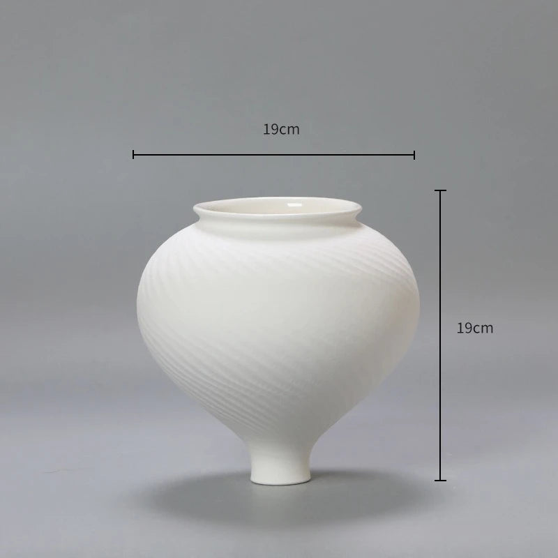 Swirl Minimal Ceramic Vase | Modern White Sculptural Vase