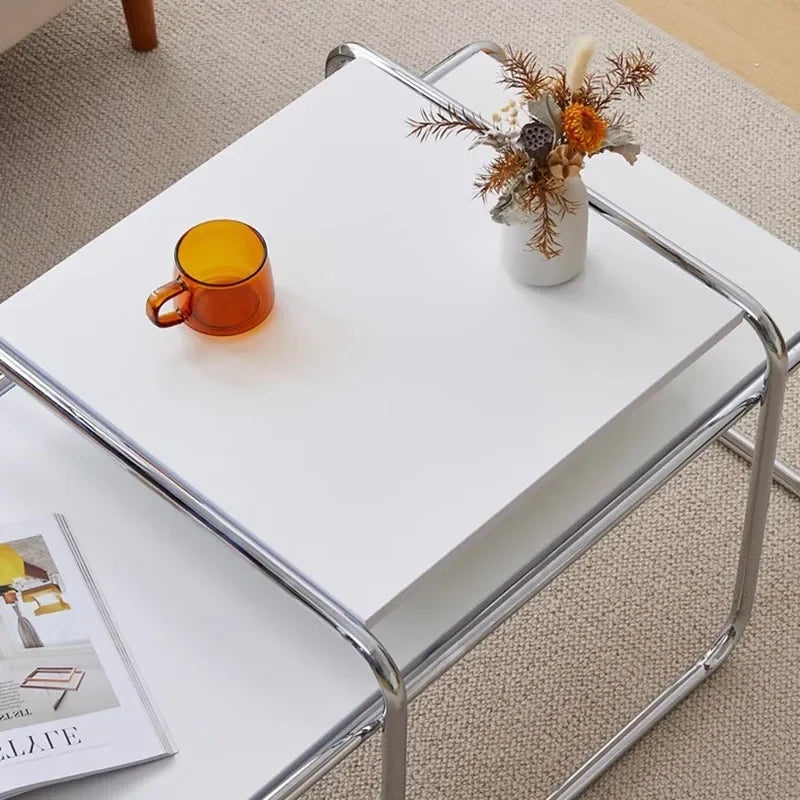 Loop Nesting Coffee Tables | Chrome Frame Minimalist Side Tables