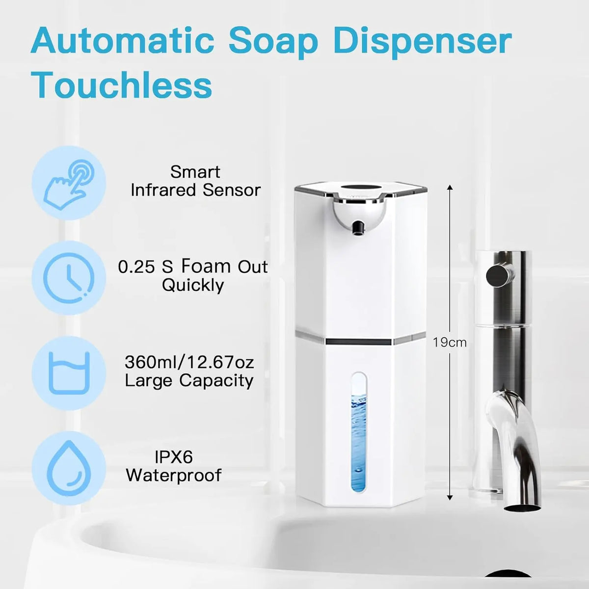 PureFoam Touchless Wall Soap Dispenser | Rechargeable Automatic Dispenser