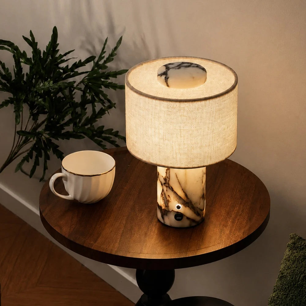 Travertine Cordless Table Lamp | Rechargeable Stone Touch Lamp