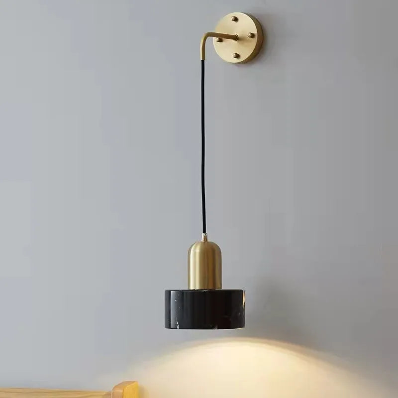 Stone Drop Pendant Lamp | Minimal Marble & Brass Mini Pendant