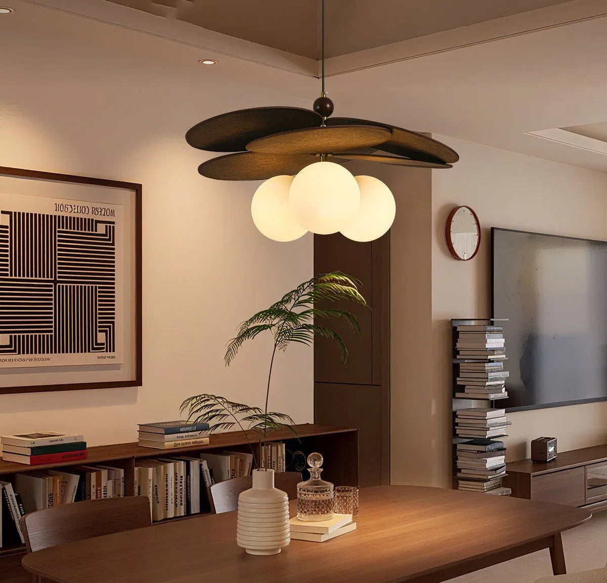 Bloom Flush Ceiling Light | Wood-Look Petal LED Ceiling Lamp