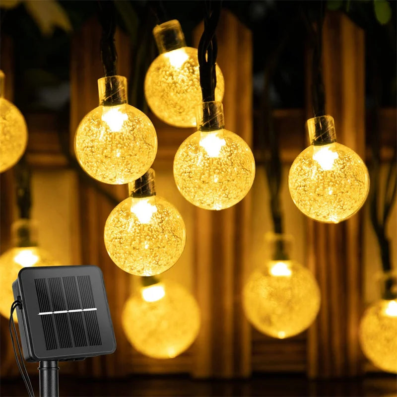DewDrop Solar Lights | Crystal Globe String Lights, 8 Modes