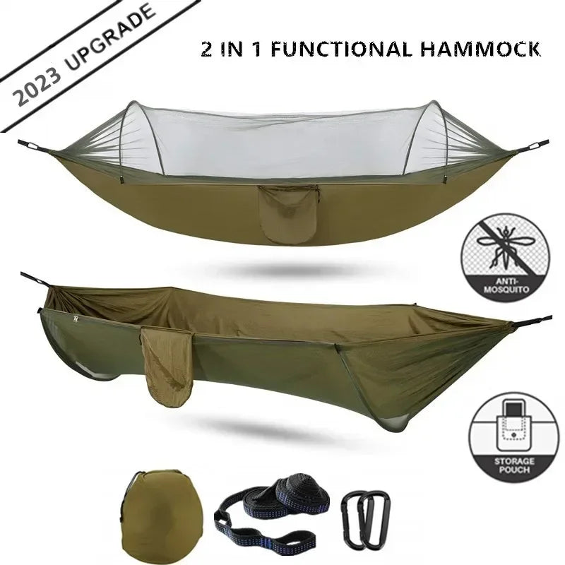 CanopyNest Camping Hammock | Pop-Up Mosquito Net Hammock for Two