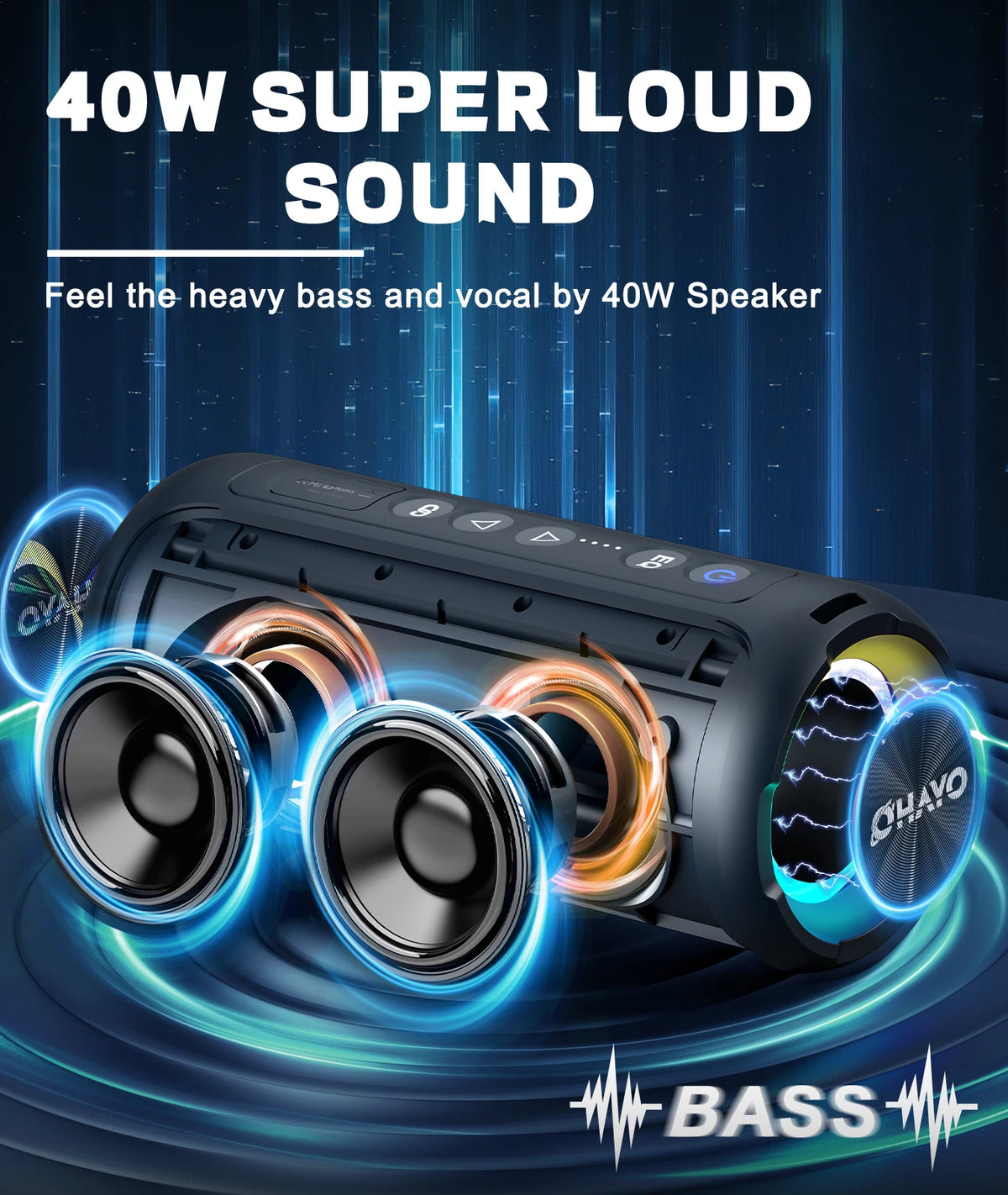 WaveBlast Speaker | 40W Waterproof Bluetooth 5.3, 30 Hrs