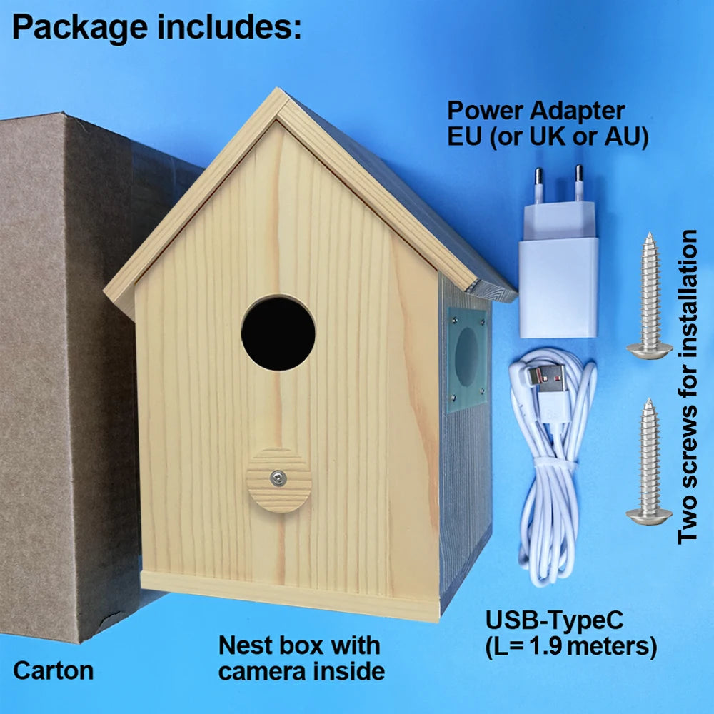 NestCam Smart Bird House Camera | WiFi Wooden Birdbox with Night Vision