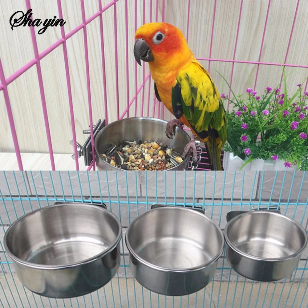 Perch Steel Bird Feeding Cups | Clamp-On Cage Bowls