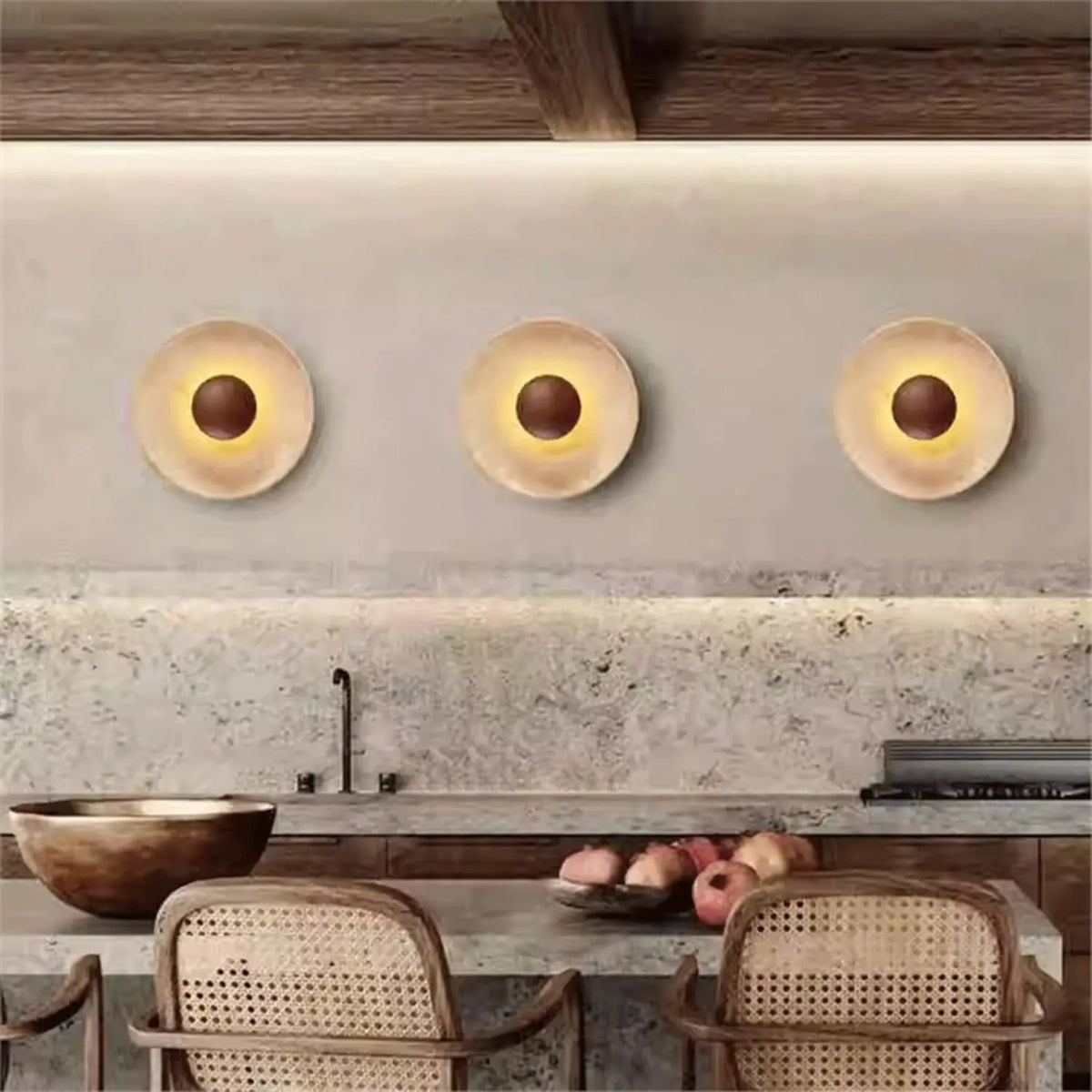 Moonstone Travertine Wall Light | Natural Stone LED Wall Sconce
