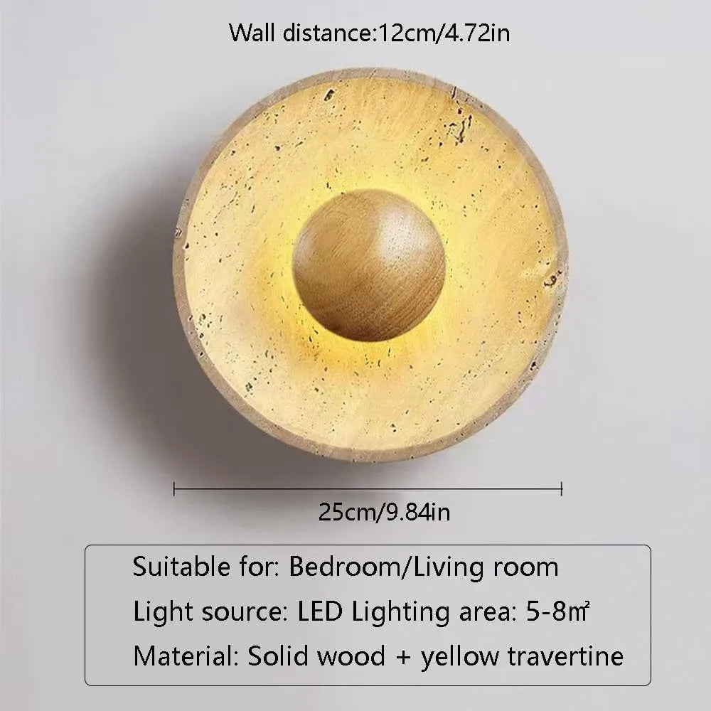 Moonstone Travertine Wall Light | Natural Stone LED Wall Sconce