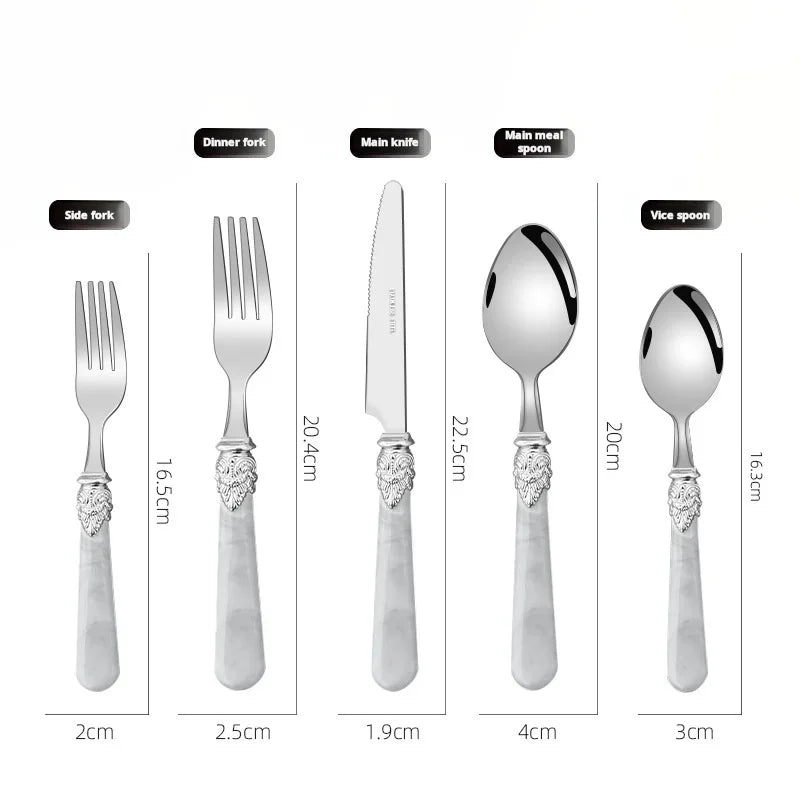 Marbella Cutlery Set | Marble-Effect Handle Stainless Steel Flatware
