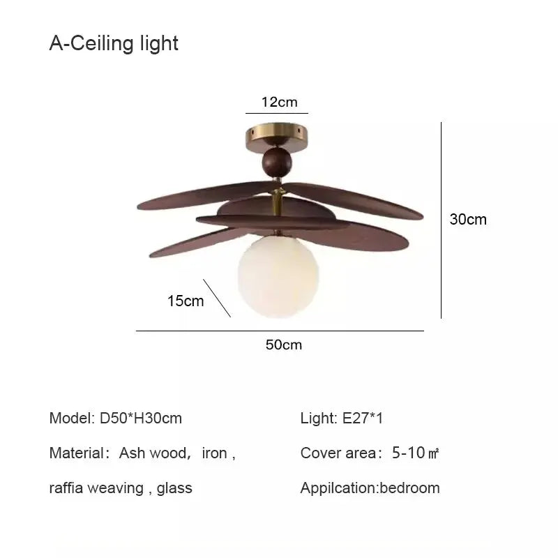 Bloom Flush Ceiling Light | Wood-Look Petal LED Ceiling Lamp