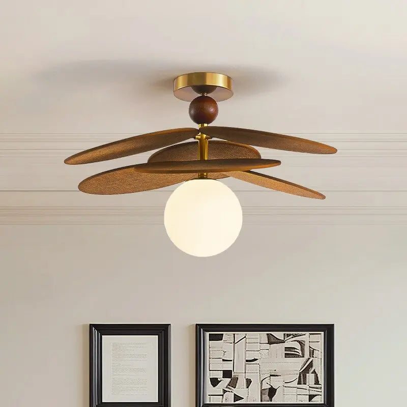 Bloom Flush Ceiling Light | Wood-Look Petal LED Ceiling Lamp