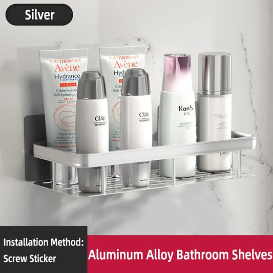 Aluminium Bathroom Storage Shelf — Corner or Rectangular