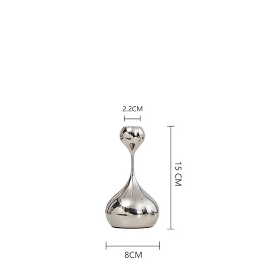 Sculptural Silver-Tone Metal Candlestick
