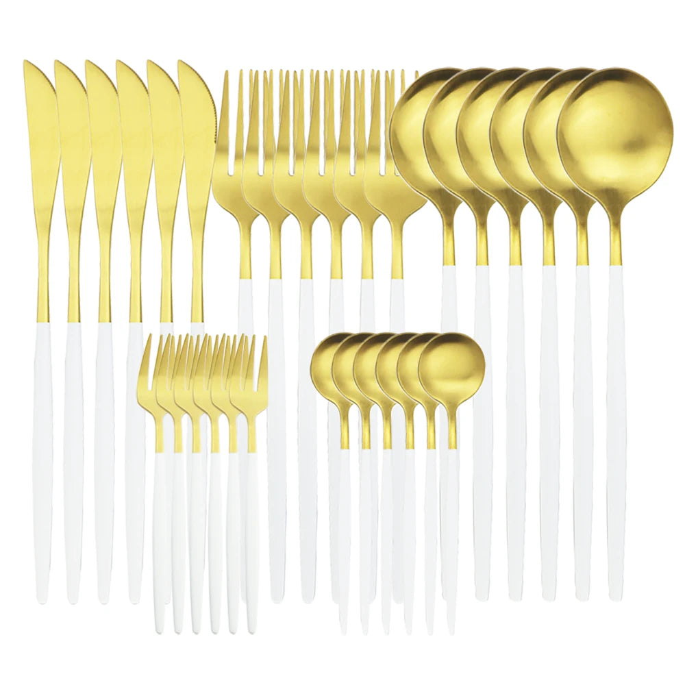 Luxe Matte Cutlery Set | 30-Piece Stainless Steel Flatware for Six