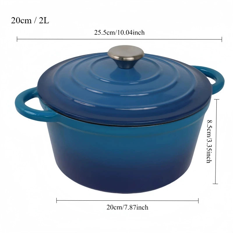 Hearth Enamelled Cast Iron Dutch Oven | 2L or 5L Casserole Pot with Lid