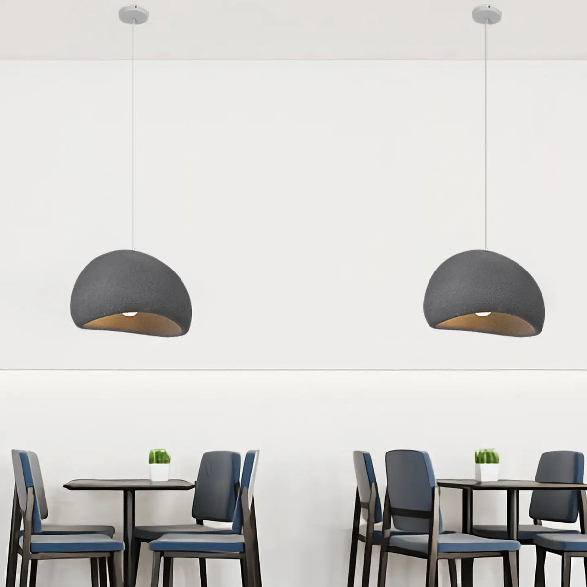 Pebble Wabi-Sabi Pendant Light | Textured Resin Dome Lamp