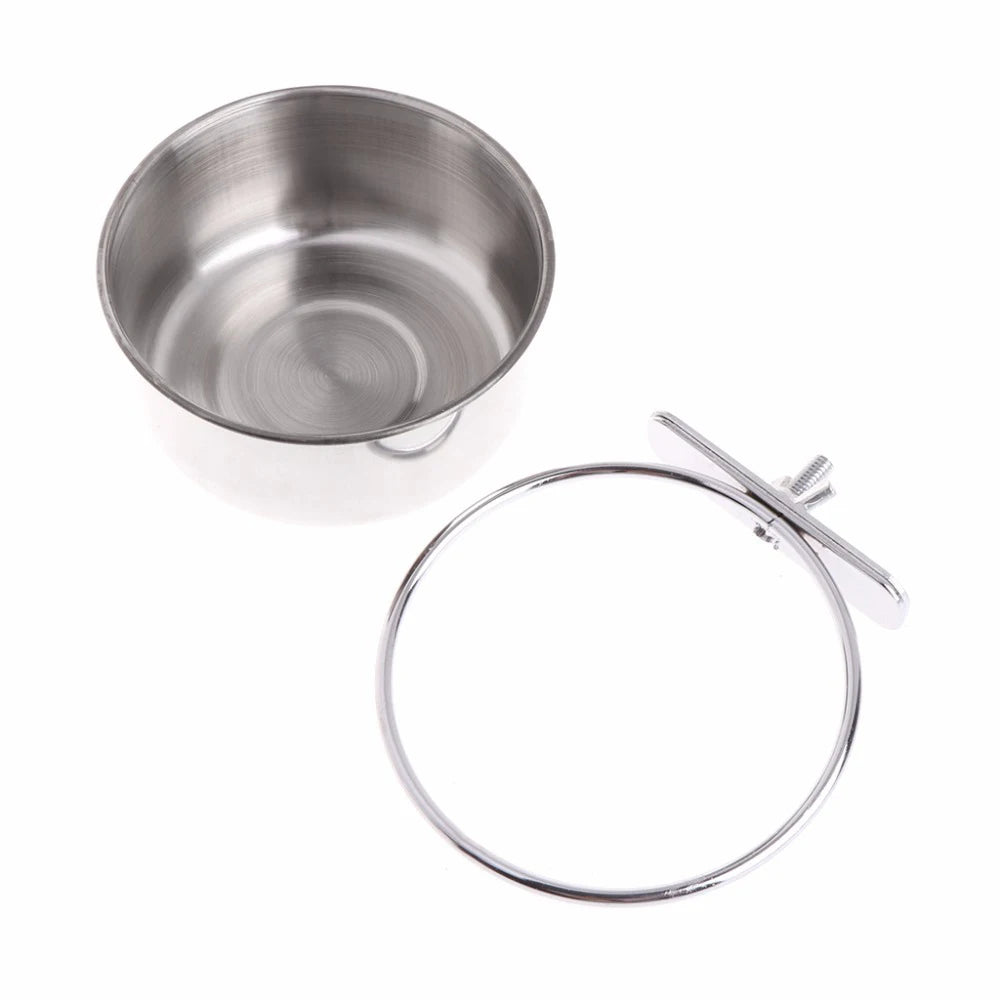 Perch Steel Bird Feeding Cups | Clamp-On Cage Bowls