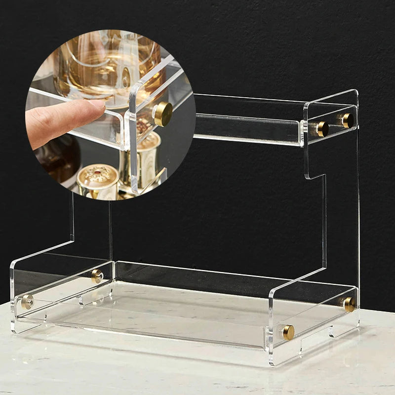 Clearview Acrylic Makeup Organiser | 2-Tier Vanity Storage Shelf