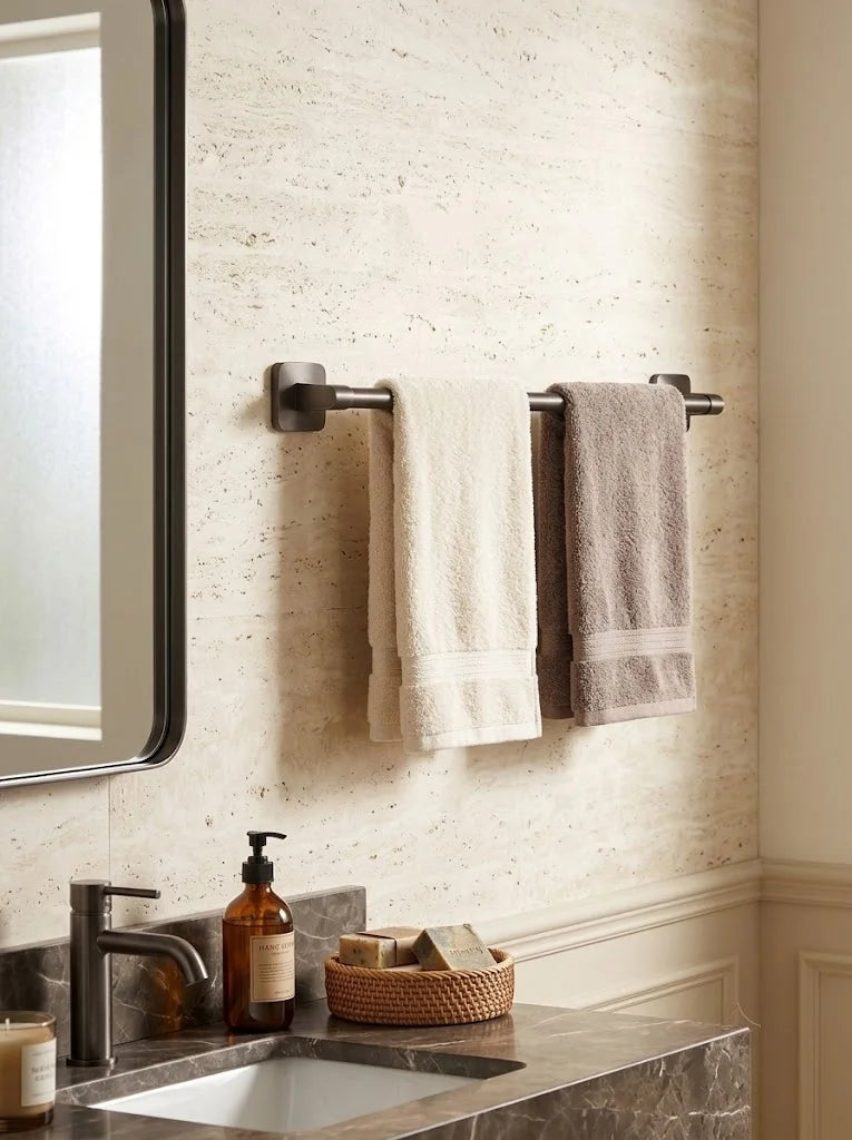 NoDrill Towel Rail | Punch-Free Wall Bar, 30 or 40cm