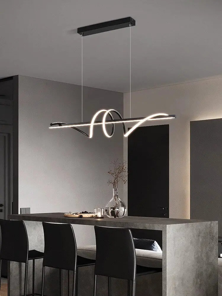 Ribbon LED Pendant | Modern Wave Dining Light, 100 or 120 cm