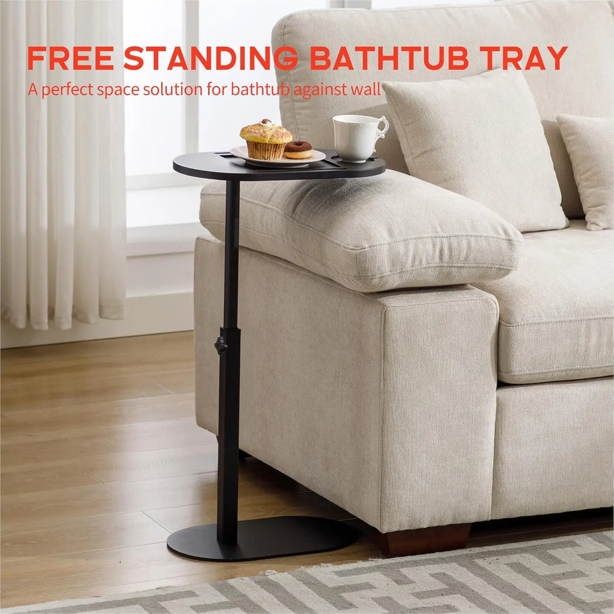BathBistro Bamboo Bath Tray Table | Adjustable Freestanding Tub Caddy