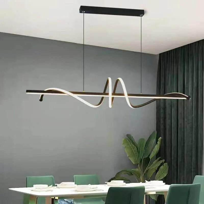 Ribbon LED Pendant | Modern Wave Dining Light, 100 or 120 cm