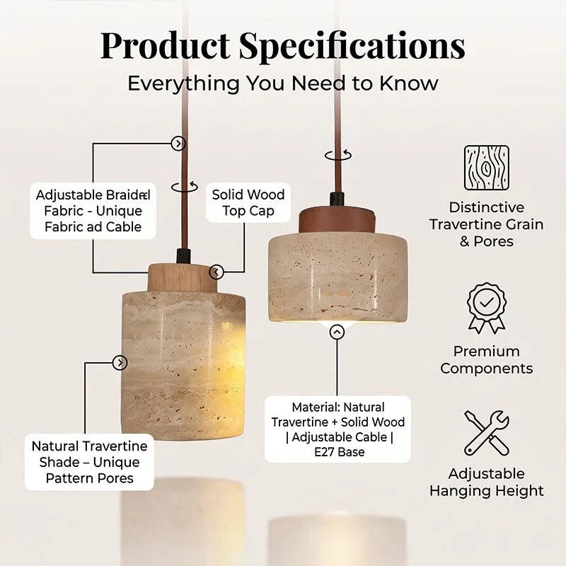 Cavern Stone Pendant | Wabi-Sabi Bedside Hanging Light