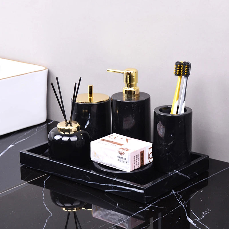 Nero Marble Bathroom Collection | Black Natural Marble Vanity Accessories