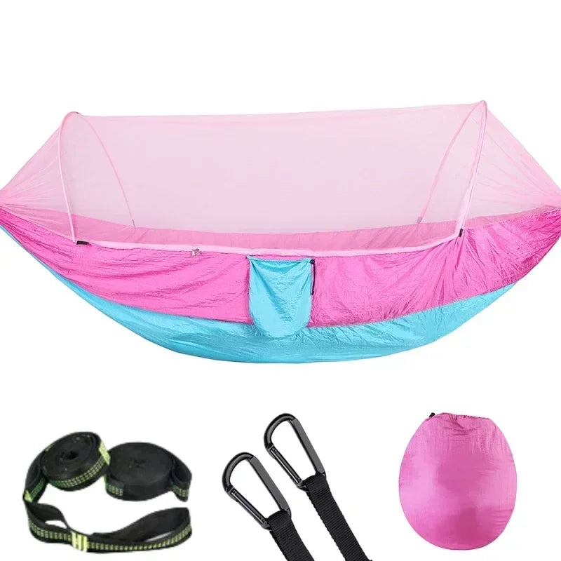 CanopyNest Camping Hammock | Pop-Up Mosquito Net Hammock for Two