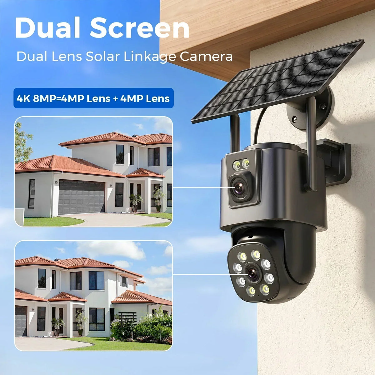SunGuard Dual-Lens Solar Camera | 4K Wireless Outdoor Security Camera