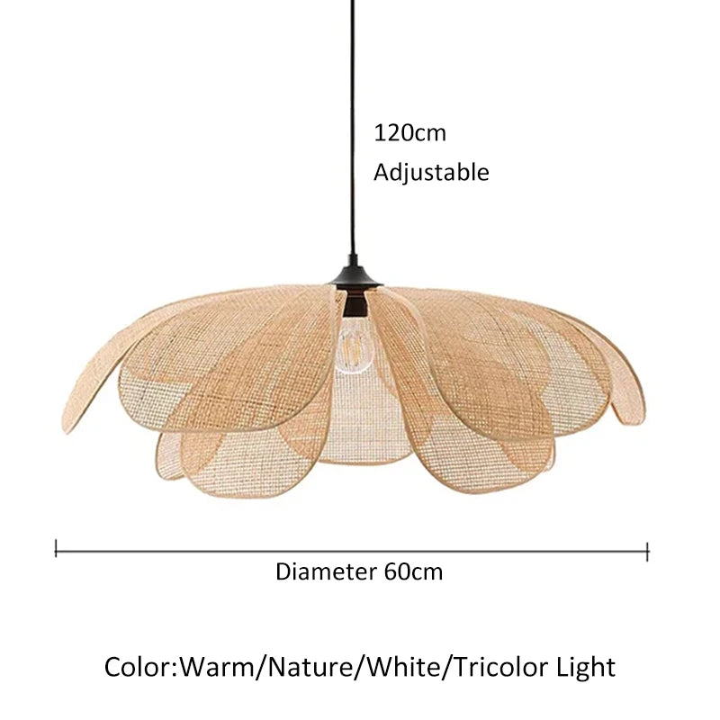 Blossom Rattan Petal Pendant | Woven Flower Shade Ceiling Light