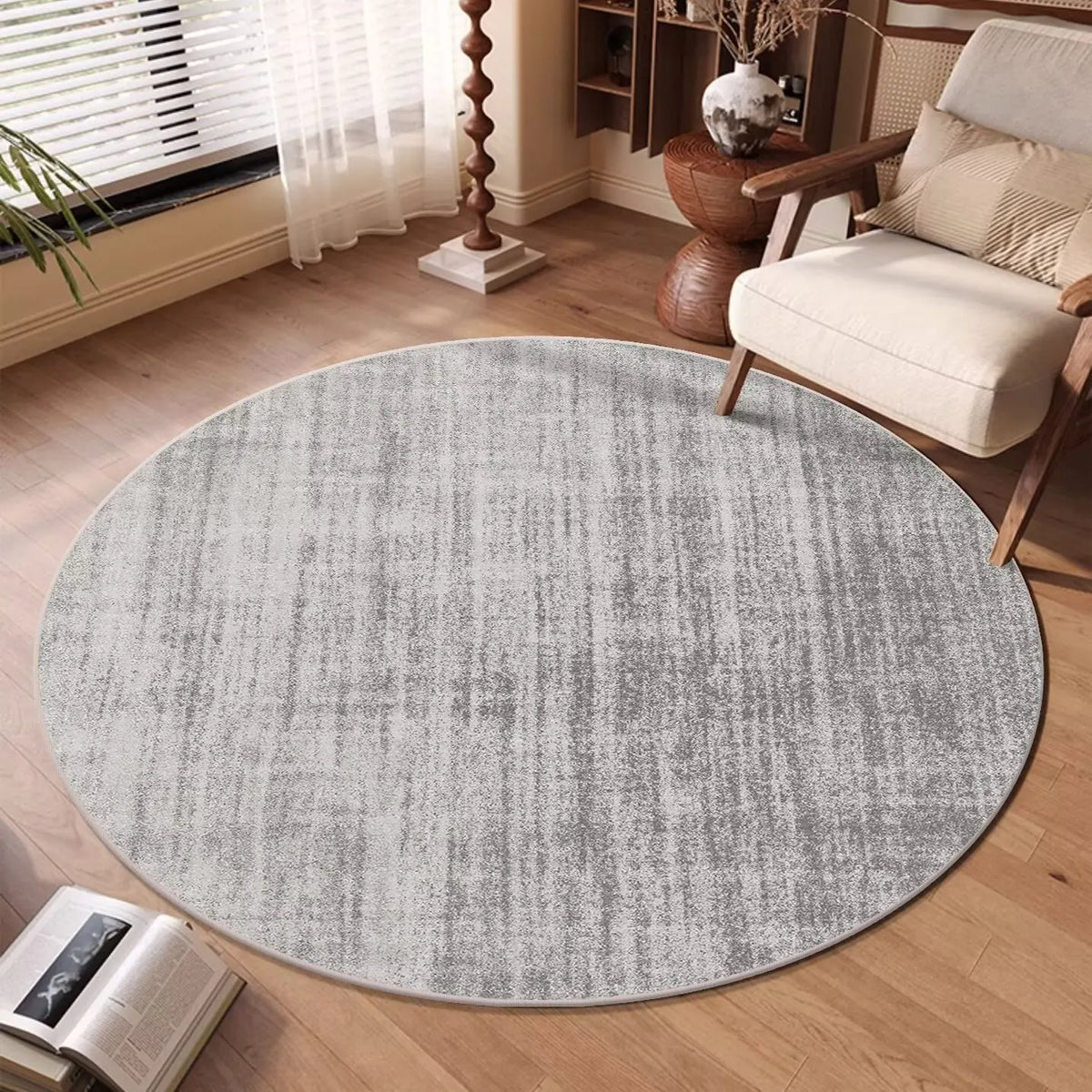 Lumen Abstract Round Rug | Soft Washable Circular Area Rug