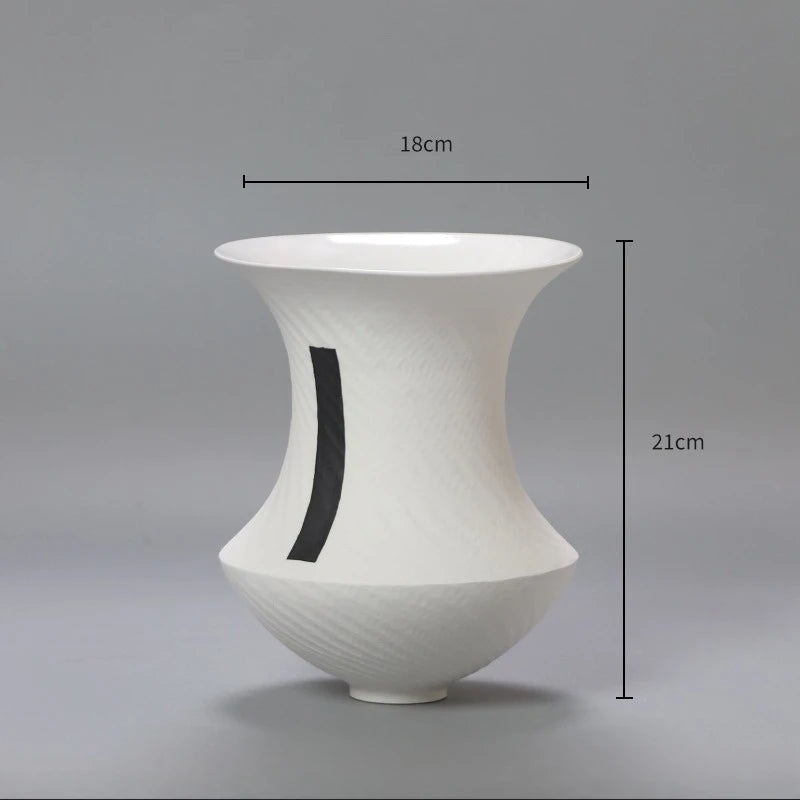 Swirl Minimal Ceramic Vase | Modern White Sculptural Vase