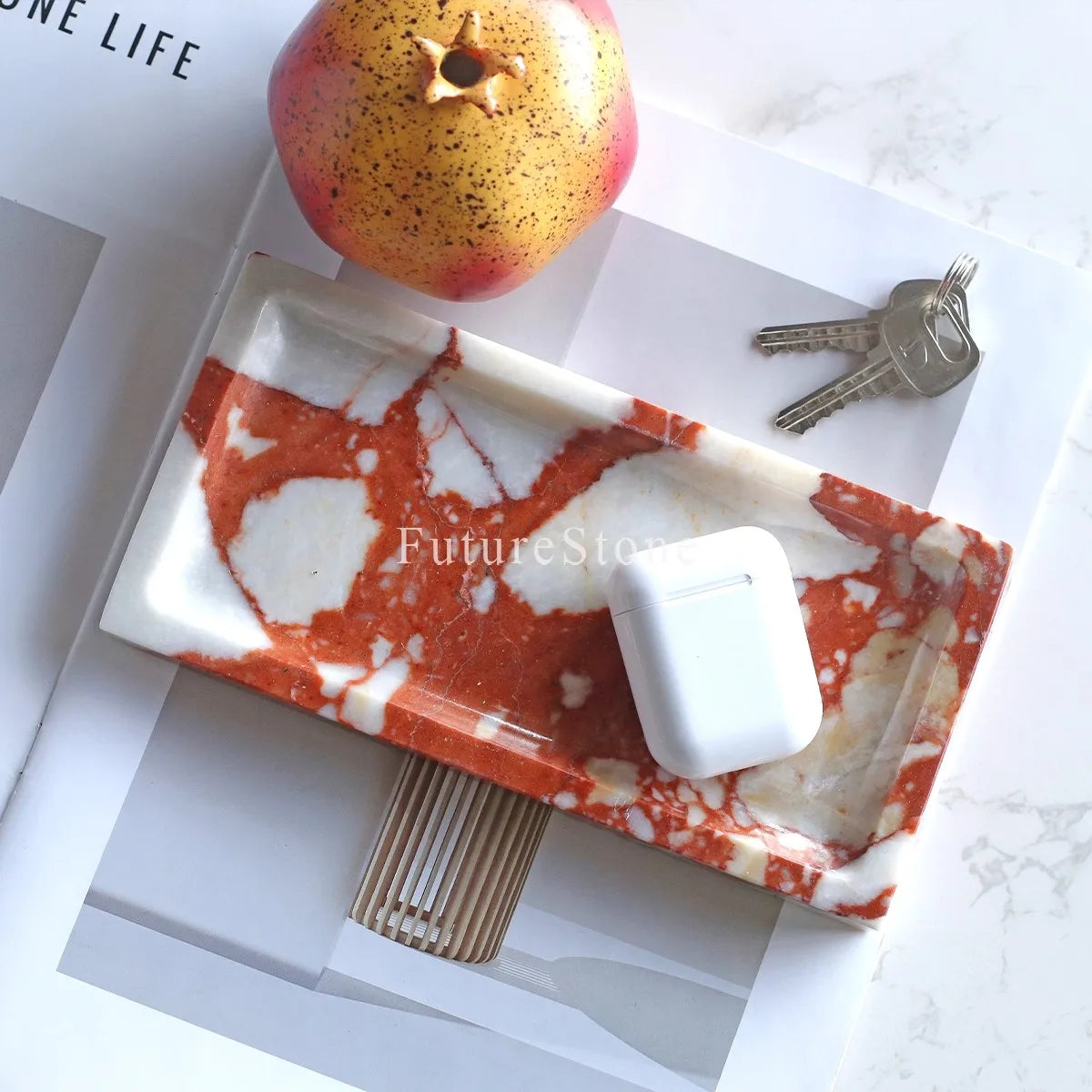 Marble Rectangle Tray | Polished Natural Stone Display Tray