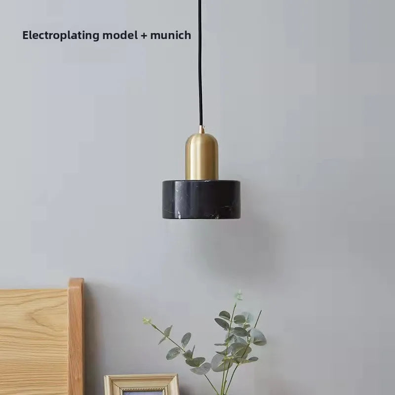 Stone Drop Pendant Lamp | Minimal Marble & Brass Mini Pendant