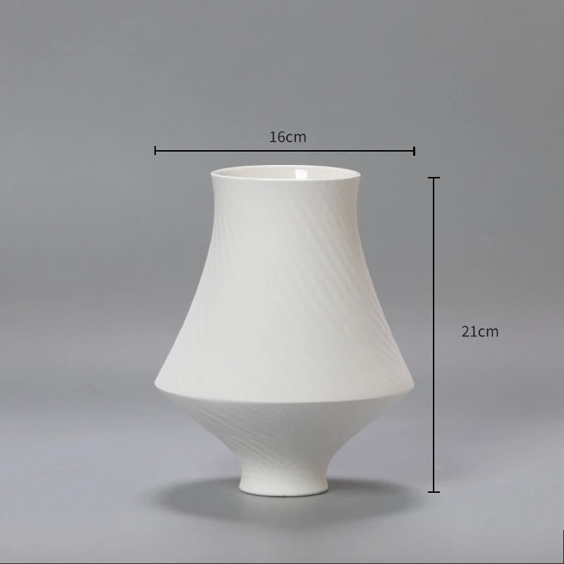 Swirl Minimal Ceramic Vase | Modern White Sculptural Vase