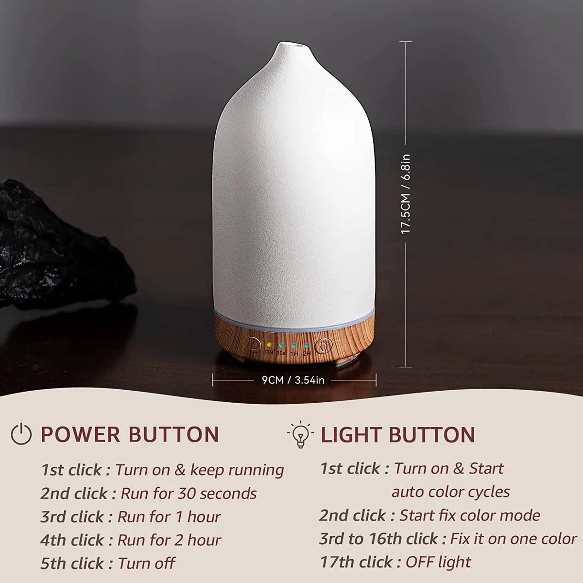 Stoneware Aroma Diffuser | 100ml Ceramic Ultrasonic Diffuser