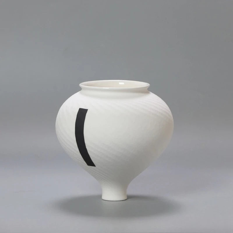 Swirl Minimal Ceramic Vase | Modern White Sculptural Vase
