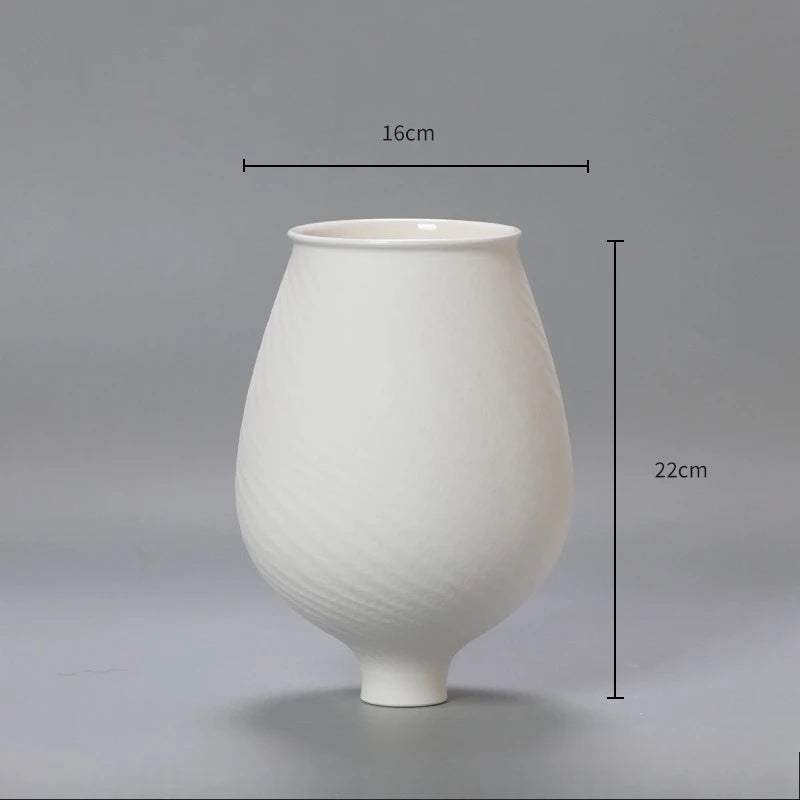 Swirl Minimal Ceramic Vase | Modern White Sculptural Vase